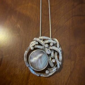 Artistic Silver and Pearl Necklace
